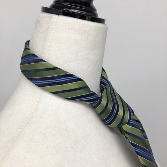 MICHAEL Michael Kors Green & Blue Striped Silk Tie - Picture 5 of 10